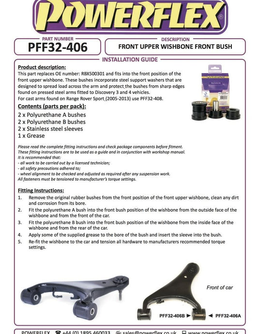 For Land Rover Discovery 4 2009 on PowerFlex Front Upper Wishbone Front Bush