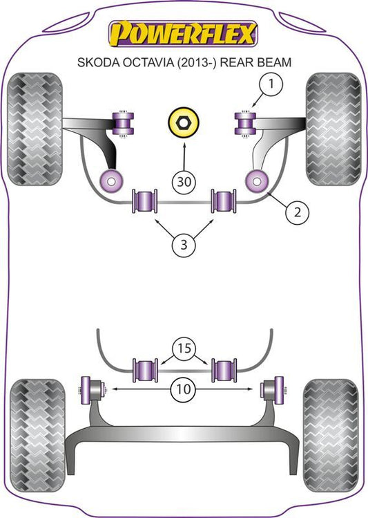 For Skoda Octavia 2013- Rear Beam PowerFlex Front Wishbone Front Bush
