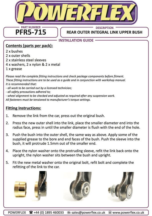 BMW E63 6 Series 2003-2010 PowerFlex Black Rear Outer Integral Link Upper Bush