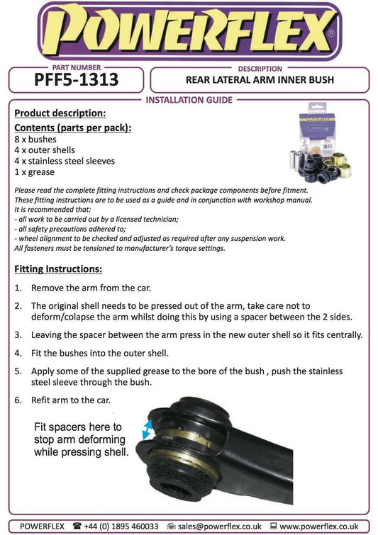 For Mini Generation 3 F56 2014 on PowerFlex Black Rear Lateral Arm Inner Bush