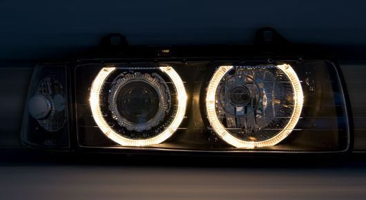 BMW 3 SERIES E36 SALOON & ESTATE 1990-1998 BLACK ANGEL EYES HEADLIGHTS PAIR