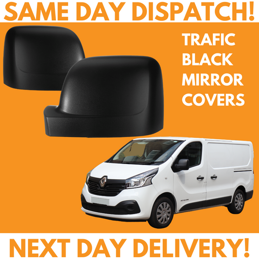 Renault Trafic 2014-2020 Wing Mirror Covers Black Left & Right Side Pair