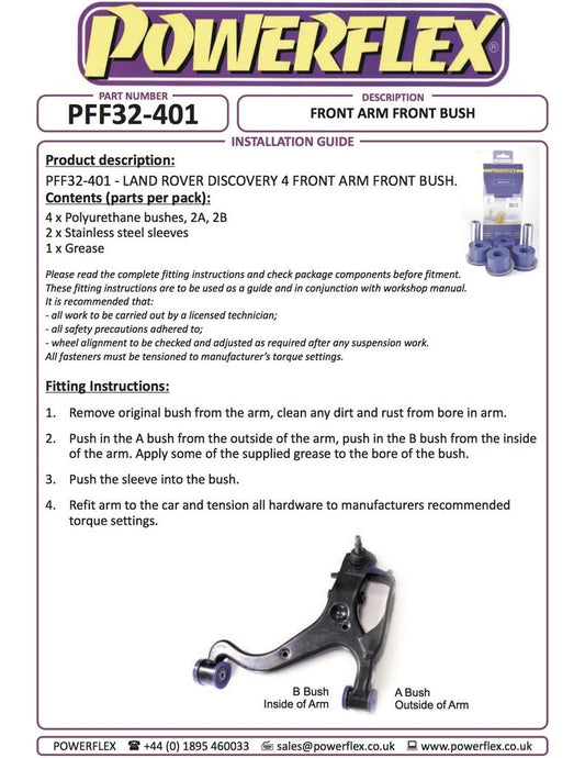 For Land Rover Discovery 3 2004-2009 PowerFlex Front Arm Front Bush