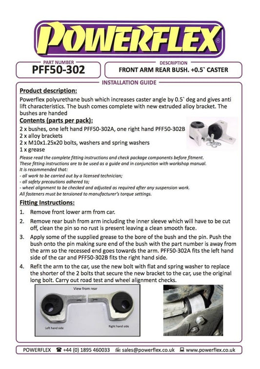For Peugeot 306 PowerFlex Front Arm Rear Bush