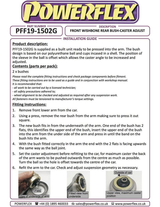 For Ford Fiesta Mk7 ST 2013- PowerFlex Front Arm Rear Bush