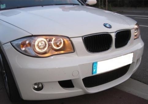 BMW 1 SERIES E87 5 DOOR HATCH 2004-3/2007 CHROME ANGEL EYES HEADLIGHTS PAIR
