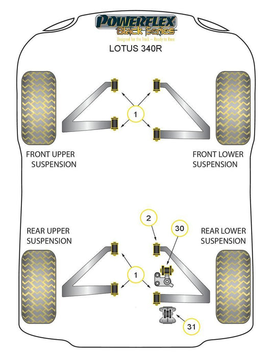 For Lotus 340R PowerFlex Black Series Upper Engine Mount Torque Bush