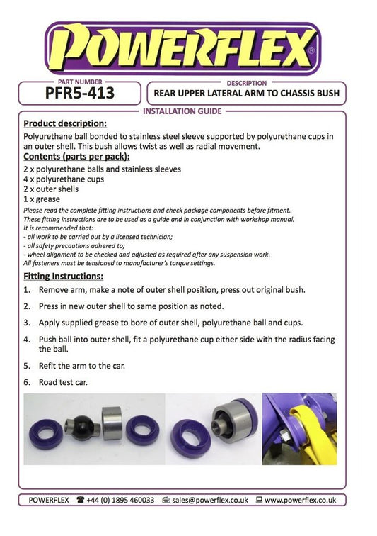 BMW 3 Series 2005-2013 PowerFlex Black Rear Upper Lateral Arm To Chassis Bush