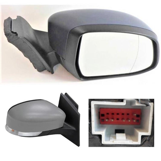 Ford Focus MK3 Door Wing Mirror Electric 2011-2017 Grey Primed Cover Driver Side