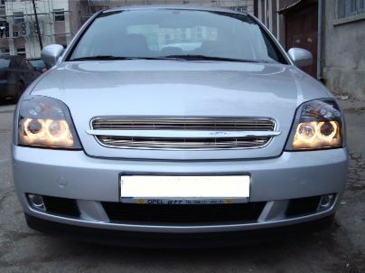 VAUXHALL VECTRA C 2002-2005 BLACK ANGEL EYES HALO HEADLIGHTS PAIR