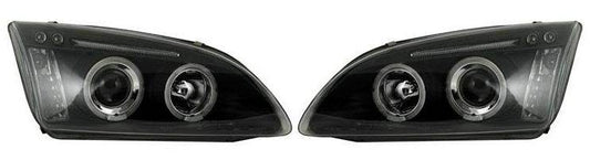 FORD FOCUS MK2 2005-5/2008 BLACK ANGEL EYES HEADLIGHTS PAIR