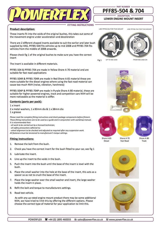 For VW Tiguan 5N 2007- PowerFlex Lower Engine Mount Insert Large