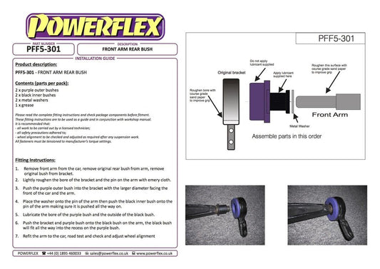 For BMW E36 3 Series Compact 1993-2000 PowerFlex Front Lower Wishbone Rear Bush