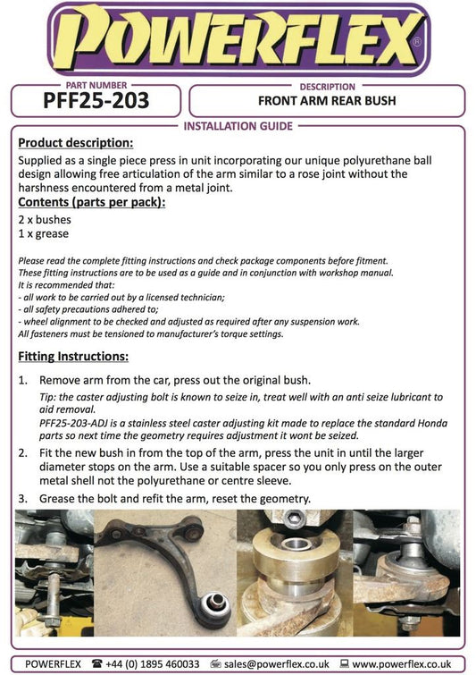 For Honda S2000 1999-2009 PowerFlex Stainless Steel Caster Adjustment Kit