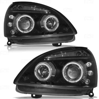 RENAULT CLIO MK2 CAMPUS 2005-2008 BLACK ANGEL EYES HEADLIGHTS PAIR