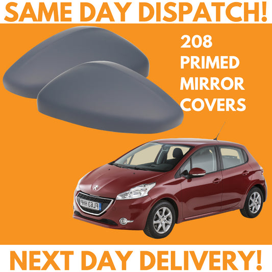 Peugeot 208 2012-2020 Wing Mirror Covers Primed Left & Right Pair