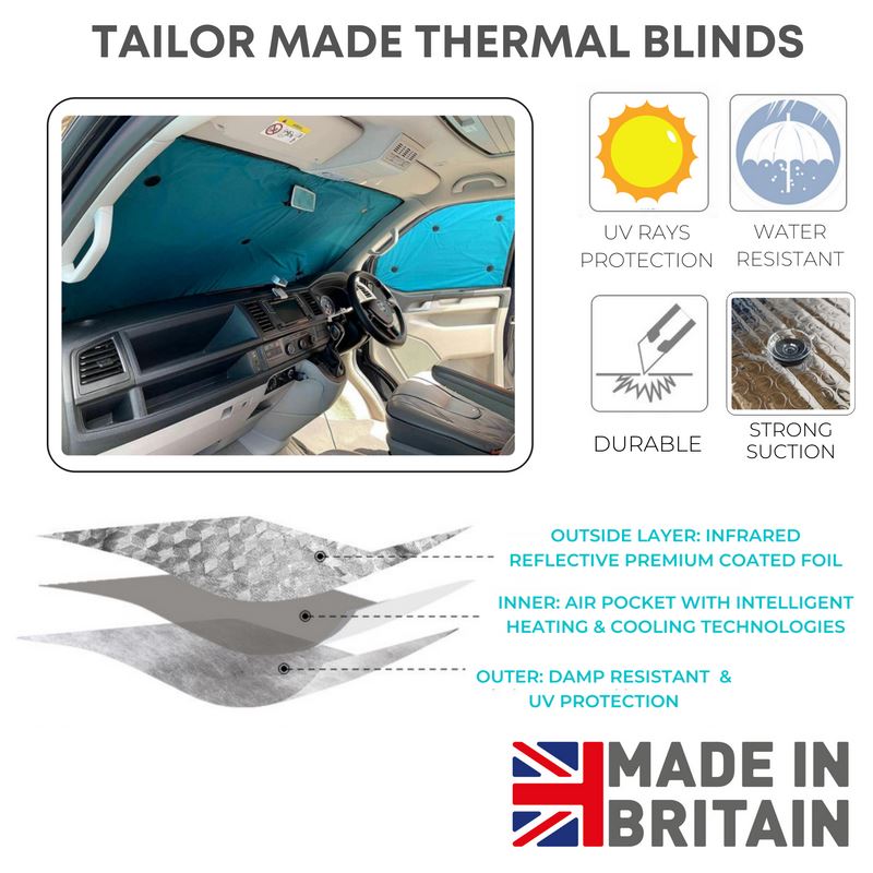 Thermal Blinds For Fiat Doblo 2000-2010 High Top Full Set W/Sliding Window