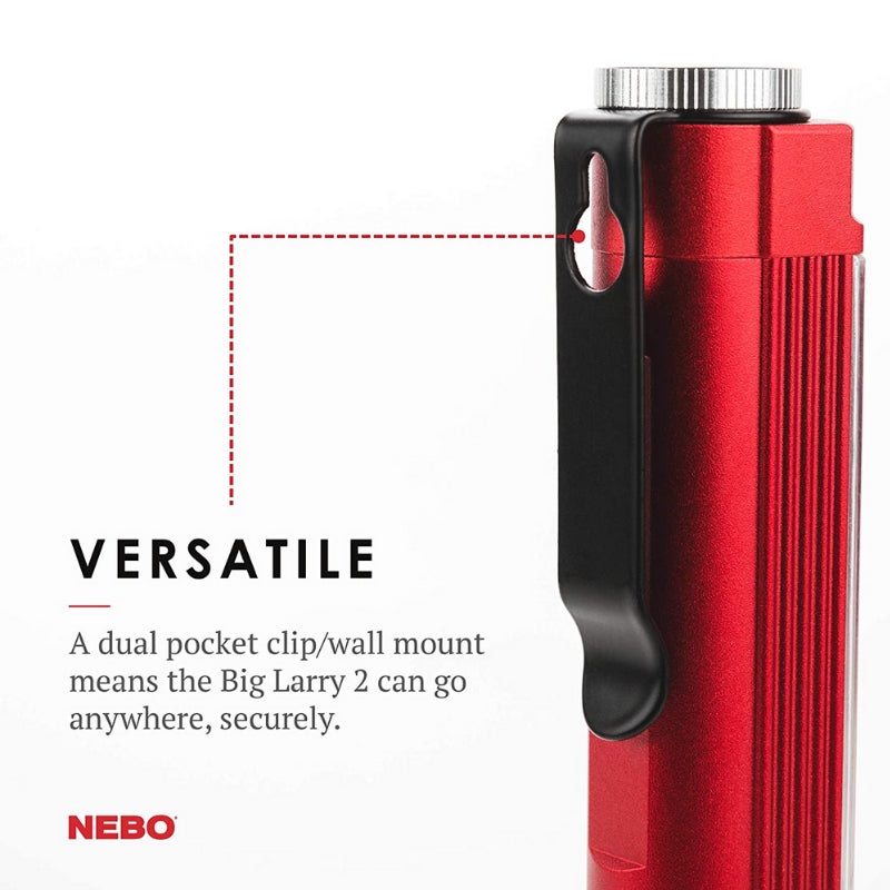 Nebo Big Larry 2 Work Torch Flash Light Red LED COB 500 Lumens 2 Year Warranty