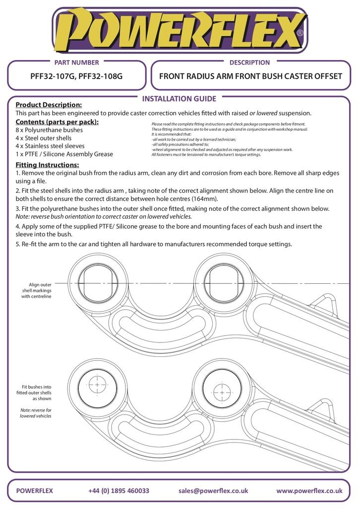 Land Rover Discovery 1 1989-1998 PowerFlex Front Arm Bush Caster Offset - 50mm