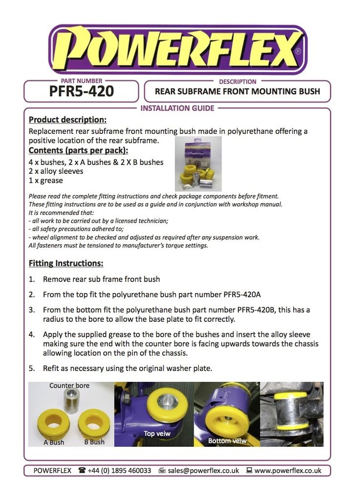 For BMW 1 Series 2004-2013 PowerFlex Rear Subframe Front Mounting Bush