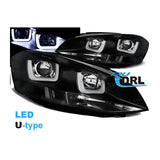 VW Golf MK7 Vii 2012-2016 Black DRL Lightbar LED Headlights Pair
