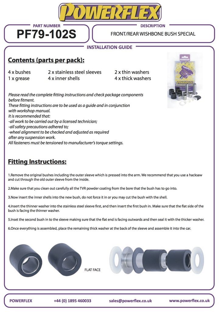 For TVR Cerbera PowerFlex Front/Rear Wishbone Bush Special