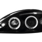 VAUXHALL CORSA C 2000-2006 BLACK ANGEL EYES HALO HEADLIGHTS PAIR