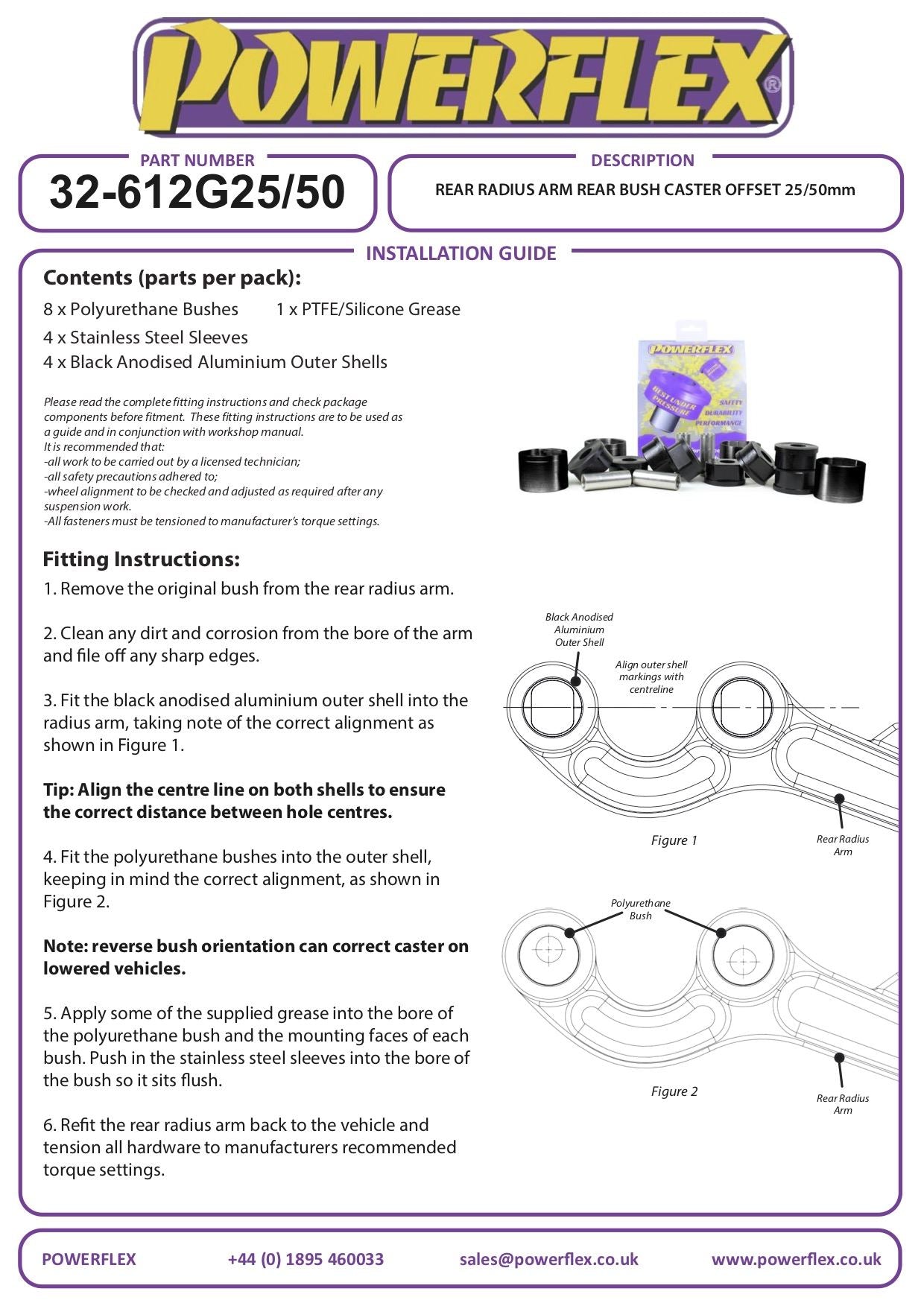 Land Rover Discovery 2 (1999-2004) PowerFlex Rear Arm Rear Bush - 25mm Lift