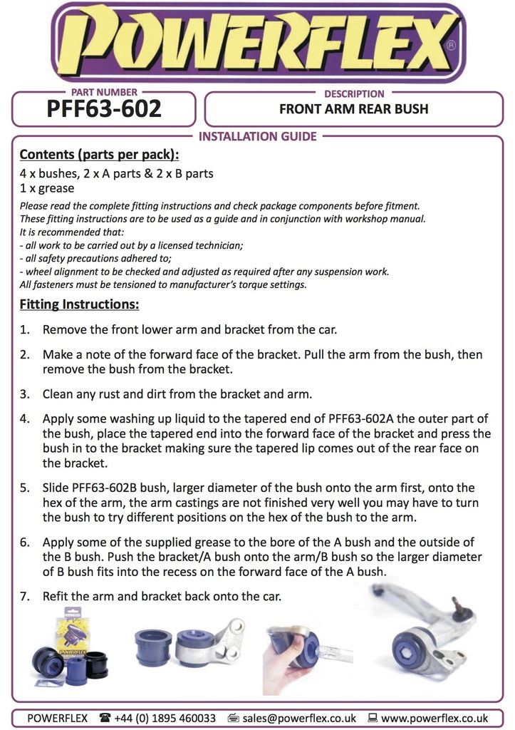 For Rover 75 inc V8 1998-2005 PowerFlex Front Arm Rear Bush