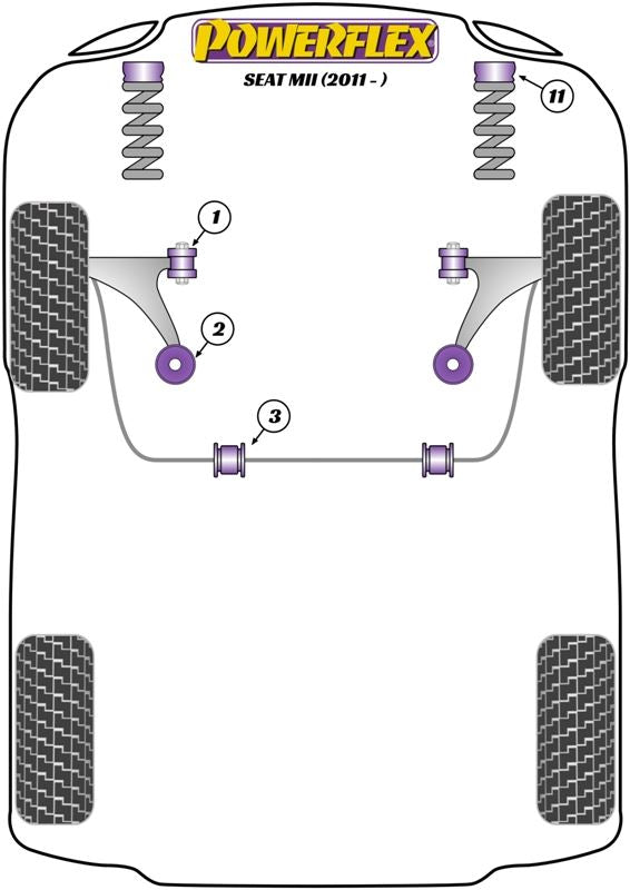 Seat Mii 2011- PowerFlex Front Strut Top Mount Bush -10mm