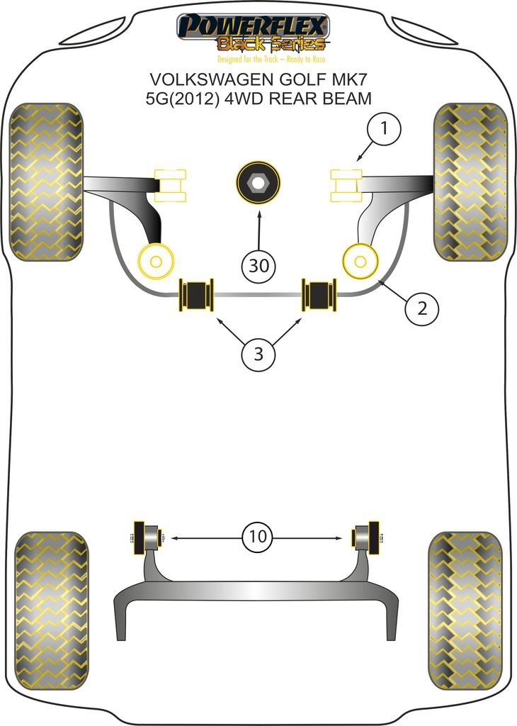 VW Golf MK7 2WD Rear Beam 2012- PowerFlex Black Lower Engine Mount Insert Large