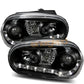 VOLKSWAGEN GOLF MK4  1998-2004 BLACK DRL HEADLIGHTS PAIR
