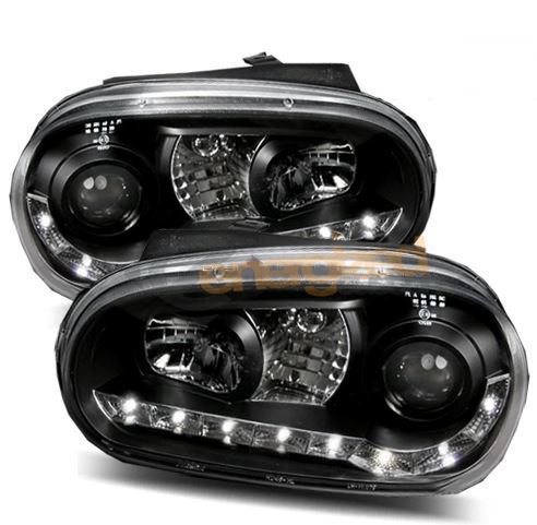 VOLKSWAGEN GOLF MK4  1998-2004 BLACK DRL HEADLIGHTS PAIR