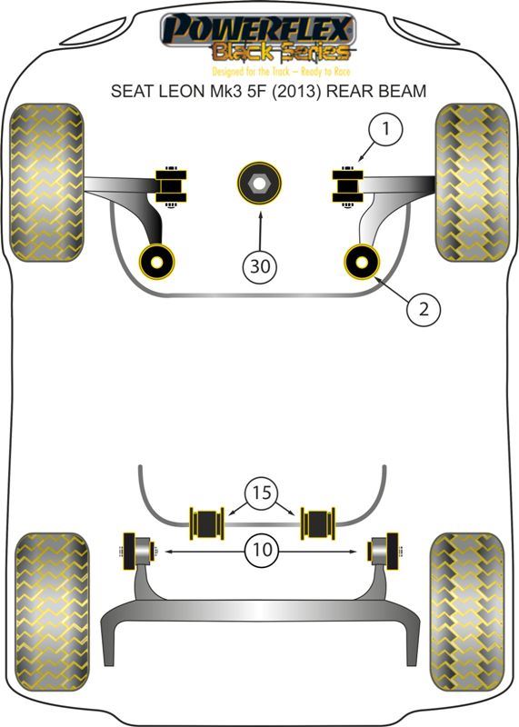 For Seat Leon MK3 5F 2013- Rear Beam PowerFlex Black Front Wishbone Front Bush