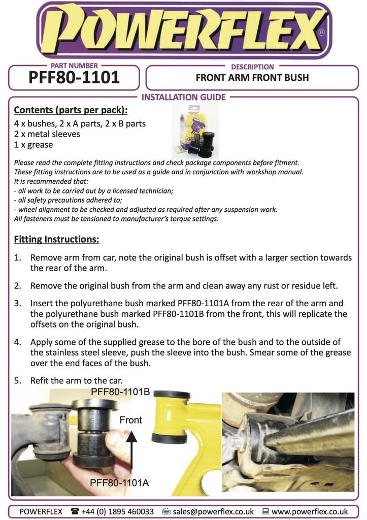 For Fiat Linea 2006-on PowerFlex Front Arm Front Bush