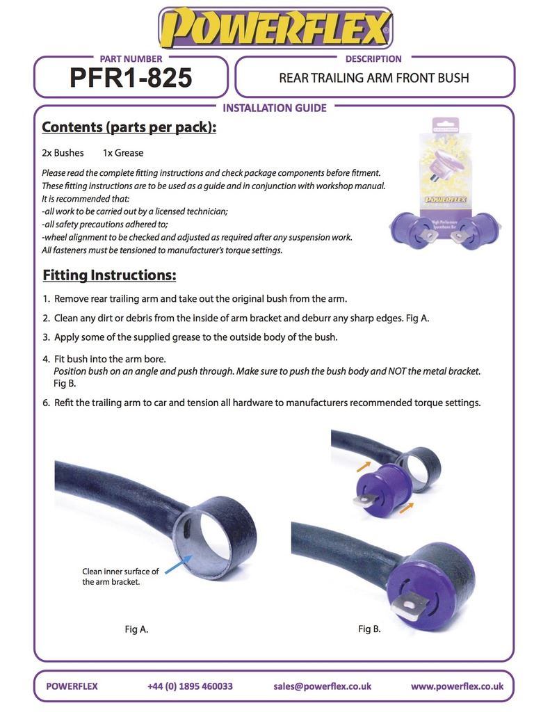 For Alfa GT 2003-2010 PowerFlex Rear Trailing Arm Front Bush