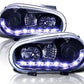 VOLKSWAGEN GOLF MK4  1998-2004 BLACK DRL HEADLIGHTS PAIR