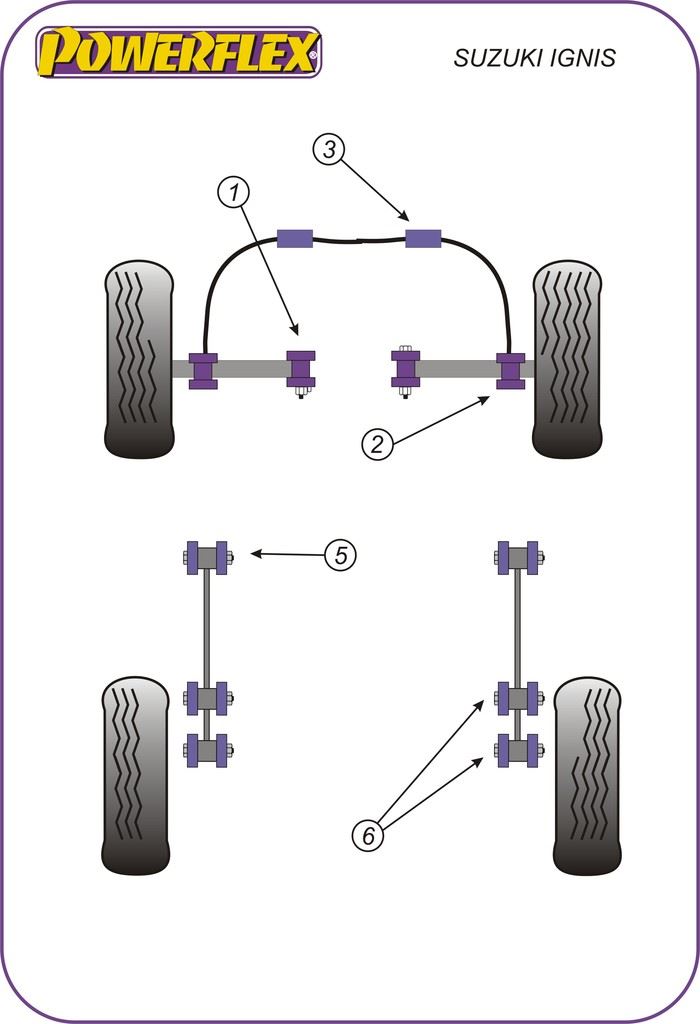 For Suzuki Ignis 2000-2008 PowerFlex Rear Tie Bar to Chassis Bush