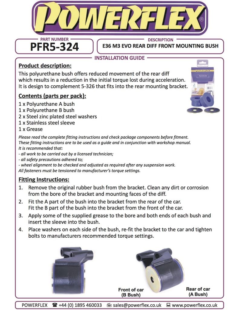 For BMW E36 3 Series 1990-1998 PowerFlex Rear Diff Front Mounting Bush