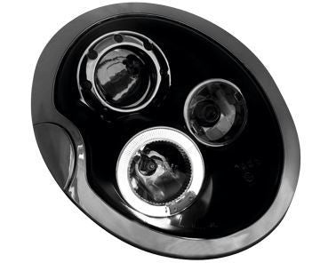 BMW MINI MK1 (R50/53) HATCHBACK 2001-2004 BLACK ANGEL EYES HEADLIGHTS PAIR