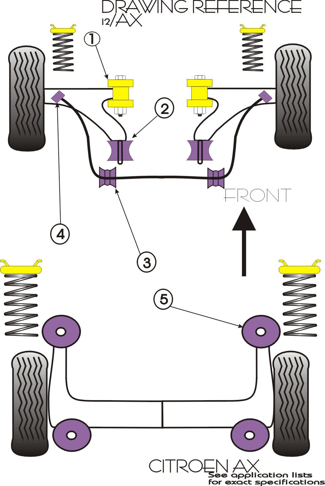Citroen AX Mk1 & 2 (1986-1998) PowerFlex Front Wishbone Front Bush