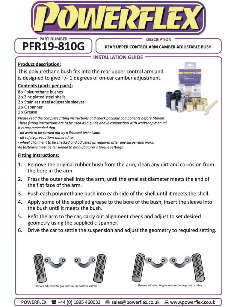 For Ford Focus Mk3 ST 2011 on PowerFlex Rear Upper Control Arm Bush
