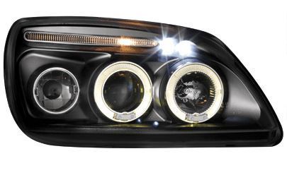 FORD FIESTA MK5  1999-2002 BLACK ANGEL EYES HEADLIGHTS PAIR
