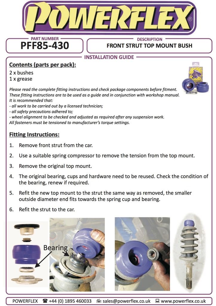 For Skoda Octavia Mk1 4WD 1996-2004 PowerFlex Black Front Strut Top Mount Bush