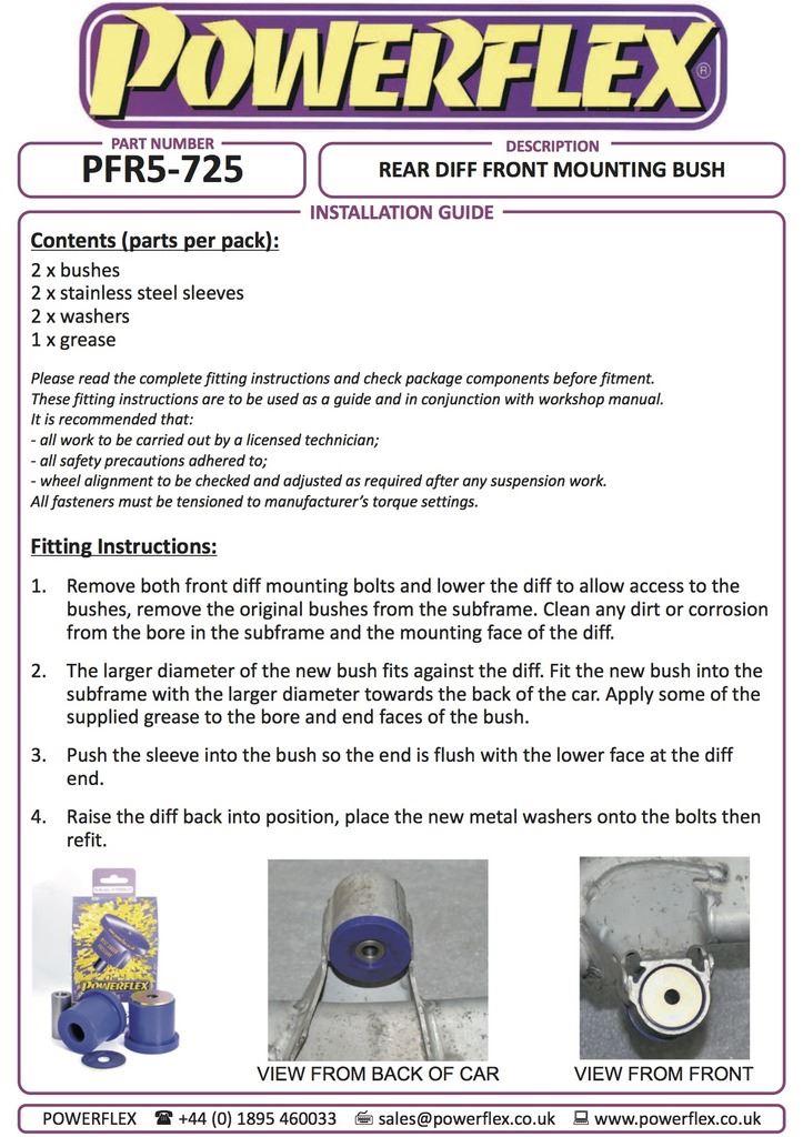 For BMW E60, E61 5 Series 2003-2010 PowerFlex Rear Diff Front Mounting Bush