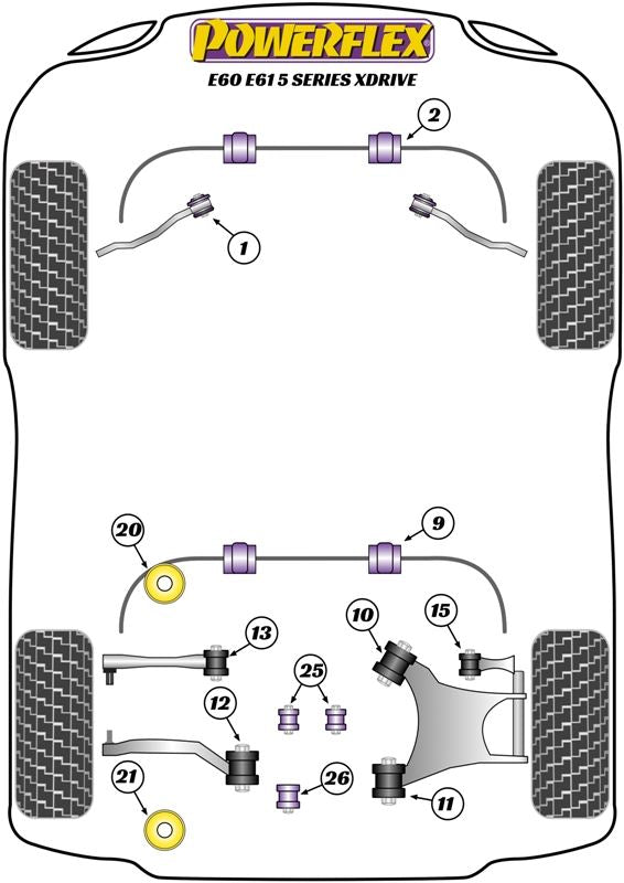 BMW E60, E61 5 Series xDrive (2003-2010) PowerFlex Front Arm to Chassis Bush