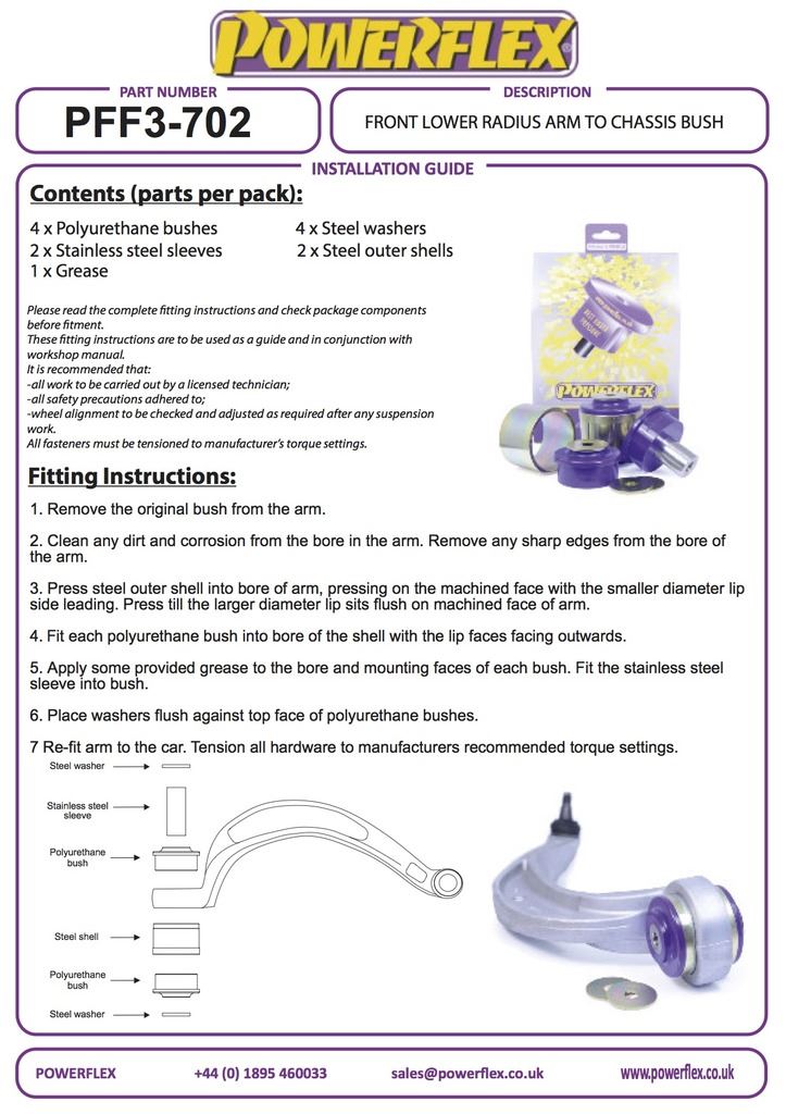 For Audi A5 2007-2016 PowerFlex Front Lower Radius Arm to Chassis Bush