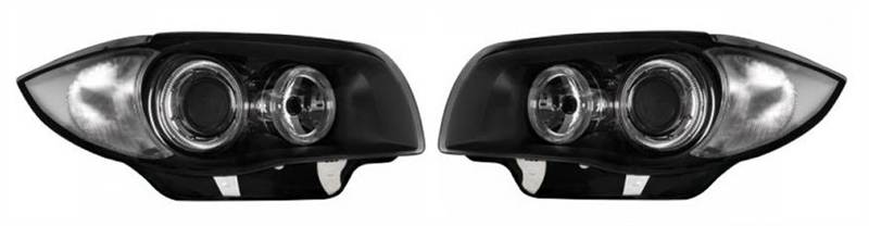 BMW 1 SERIES E87 5 DOOR HATCH 2004-3/2007 BLACK ANGEL EYES HEADLIGHTS PAIR