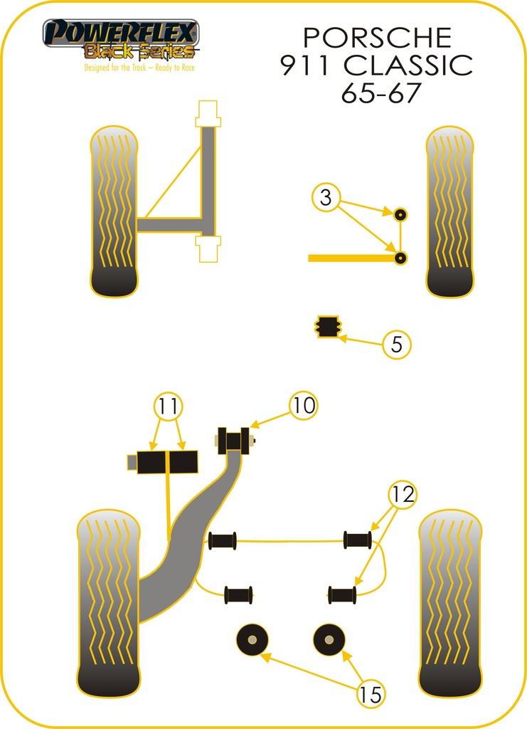 For Porsche 911 1965-1989 PowerFlex Black Steering Column Bearing Support Bush