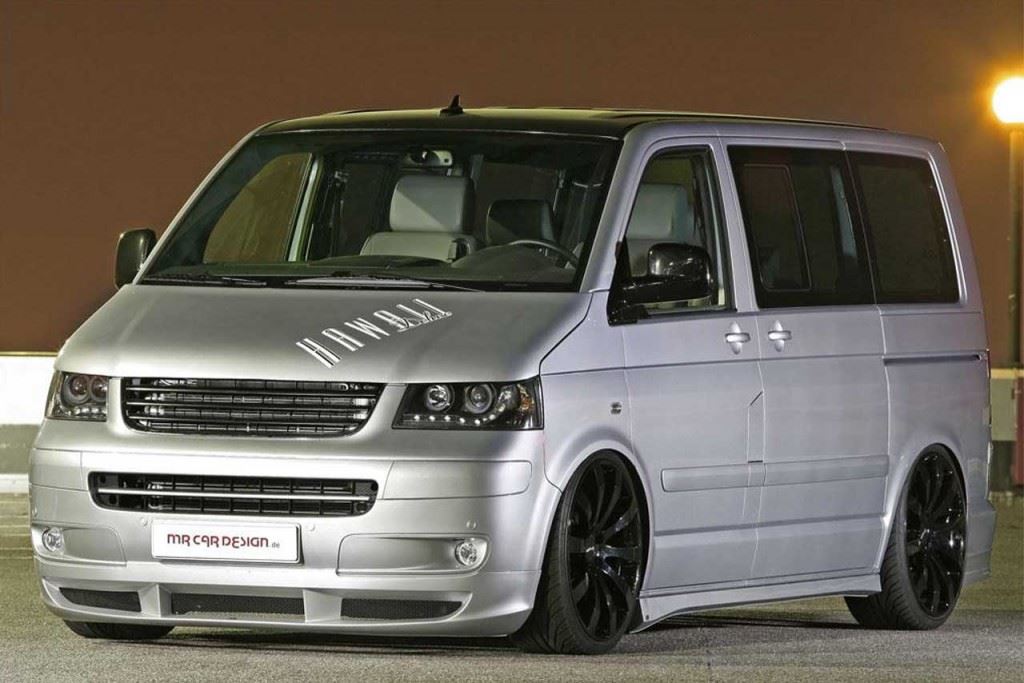 VW TRANSPORTER T5 INC CARAVELLE 2003-2010 BLACK DRL HEADLIGHTS HEADLAMPS PAIR